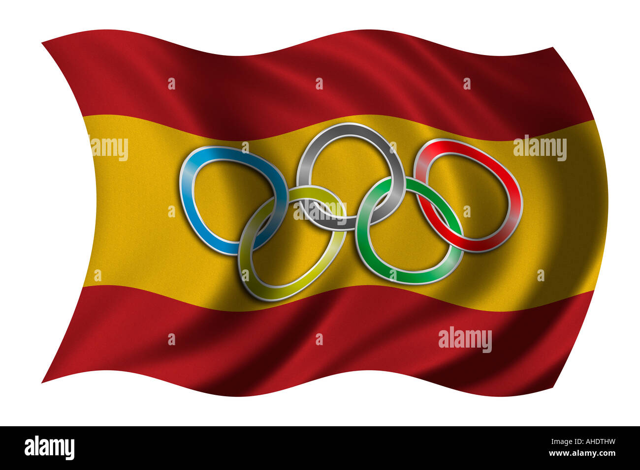 Flagge von Spanien mit Olympia-symbol Stockfoto