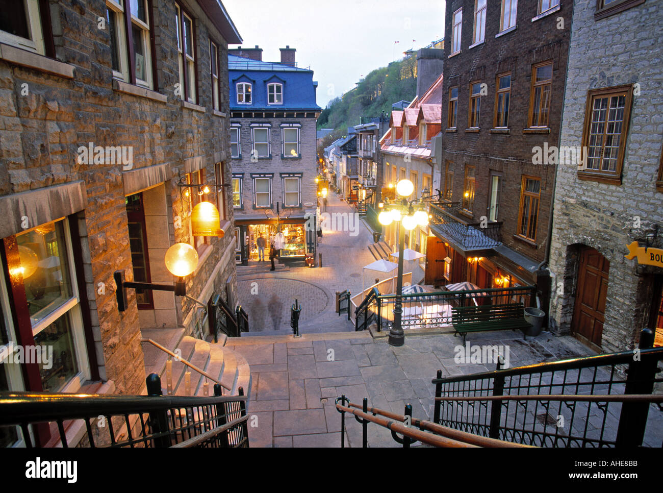 Rue de Petit Champlain, Quebec Stadt, Quebec, Kanada Stockfoto