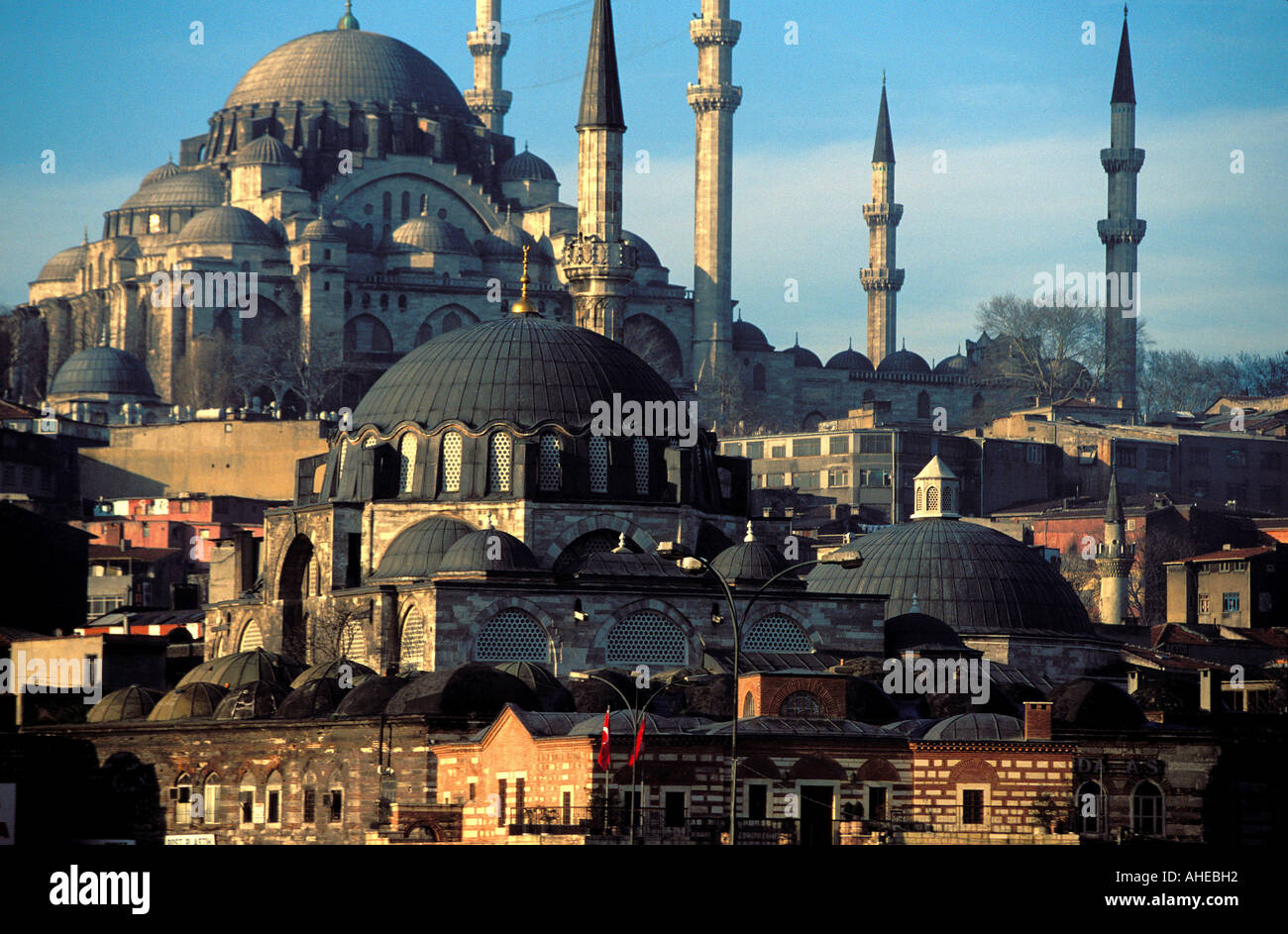Istanbul-Moscheen und Minarette Rustem Pasa und Süleymaniye, Türkei. Stockfoto