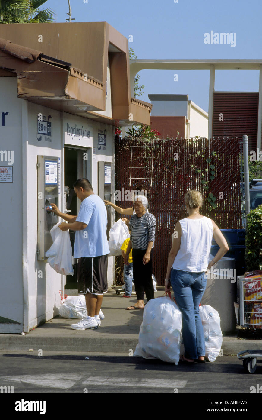 Darauf warten, in Los Angeles, Kalifornien zu recyceln Stockfoto