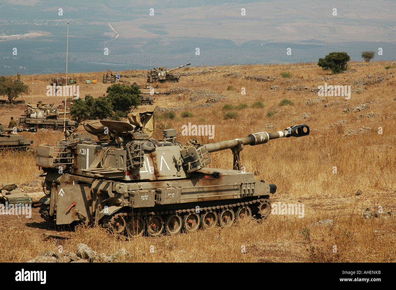 Israelische M 109 Self-Haubitze auf den Golanhöhen an der Grenze zu Syrien in Israel angetrieben Stockfoto