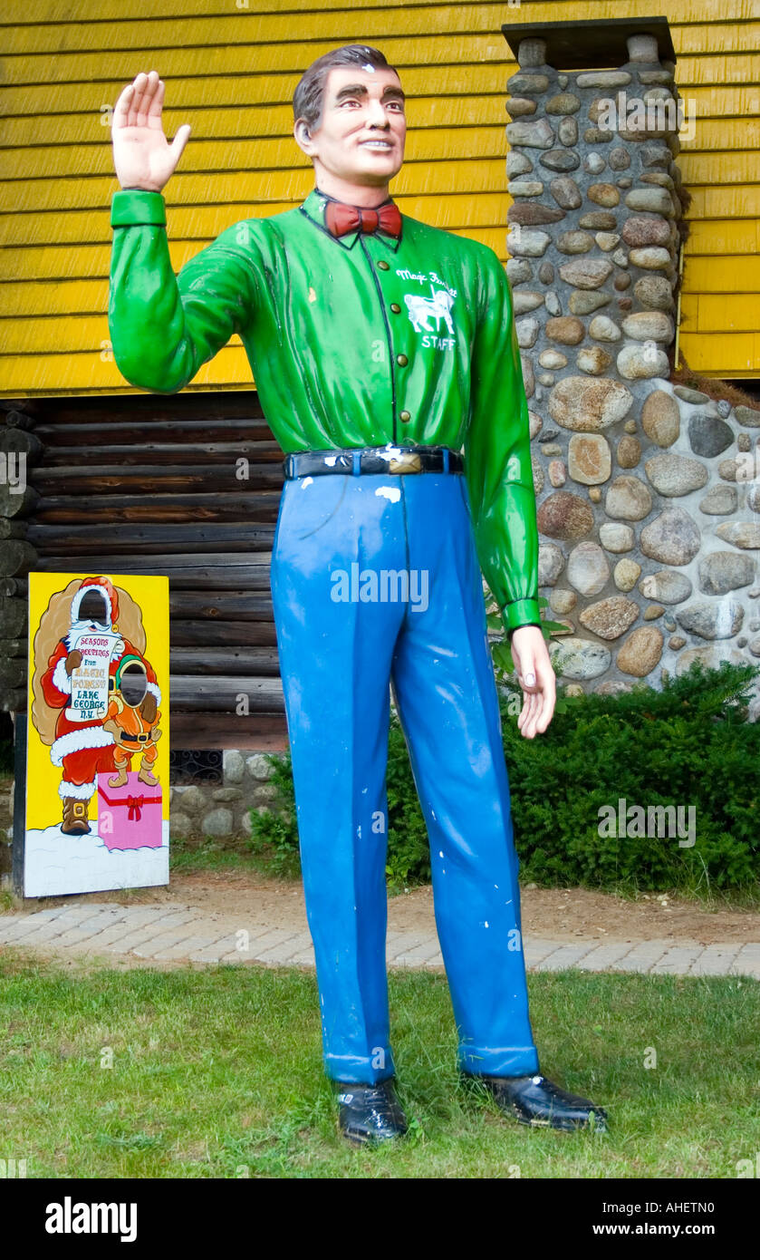 Willkommen Mann Statue im Zauberwald ein Märchen unter dem Motto Kinder-Freizeitpark, der 1963 in Lake George New York eröffnet Stockfoto