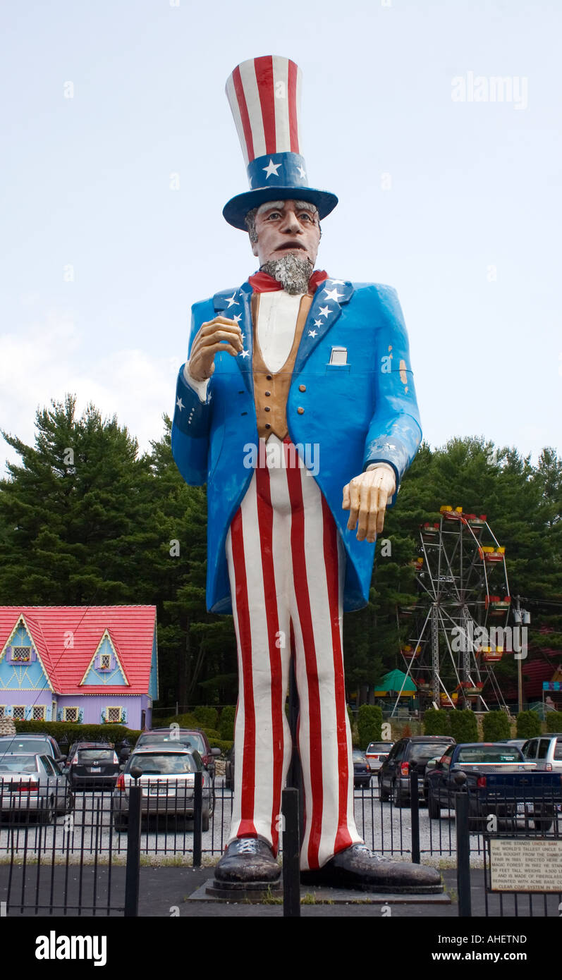Die weltweit höchste Uncle Sam im Zauberwald in Lake George New York Stockfoto