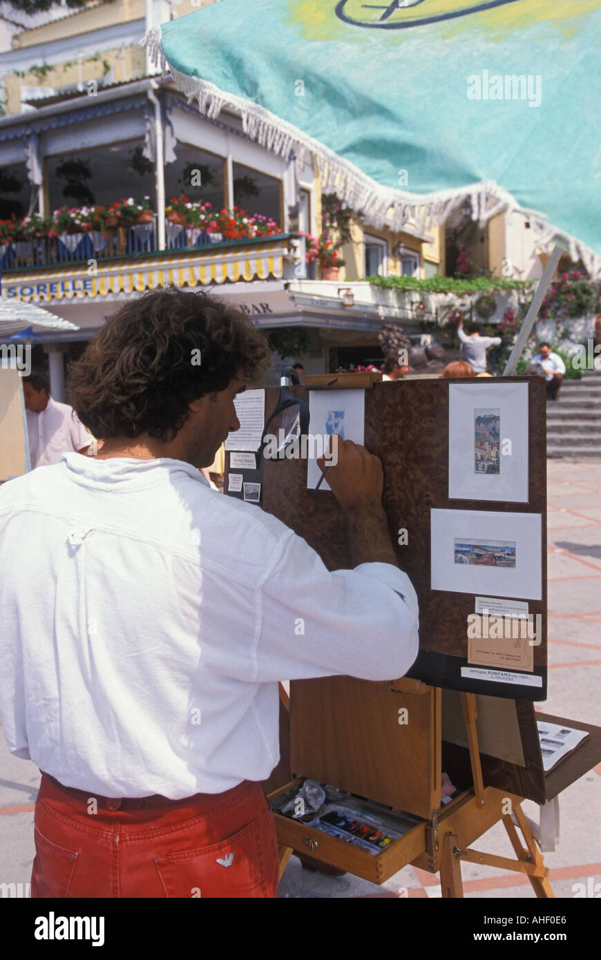 Italien-Kampanien-Amalfi Küste Positano Miniatur Ölgemälde Künstler Domenico Romano Stockfoto