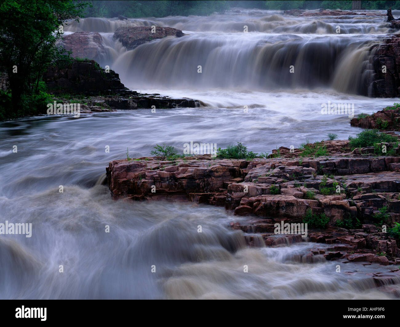 Sioux Falls auf der Big Sioux River in Sioux Falls, South Dakota Stockfoto