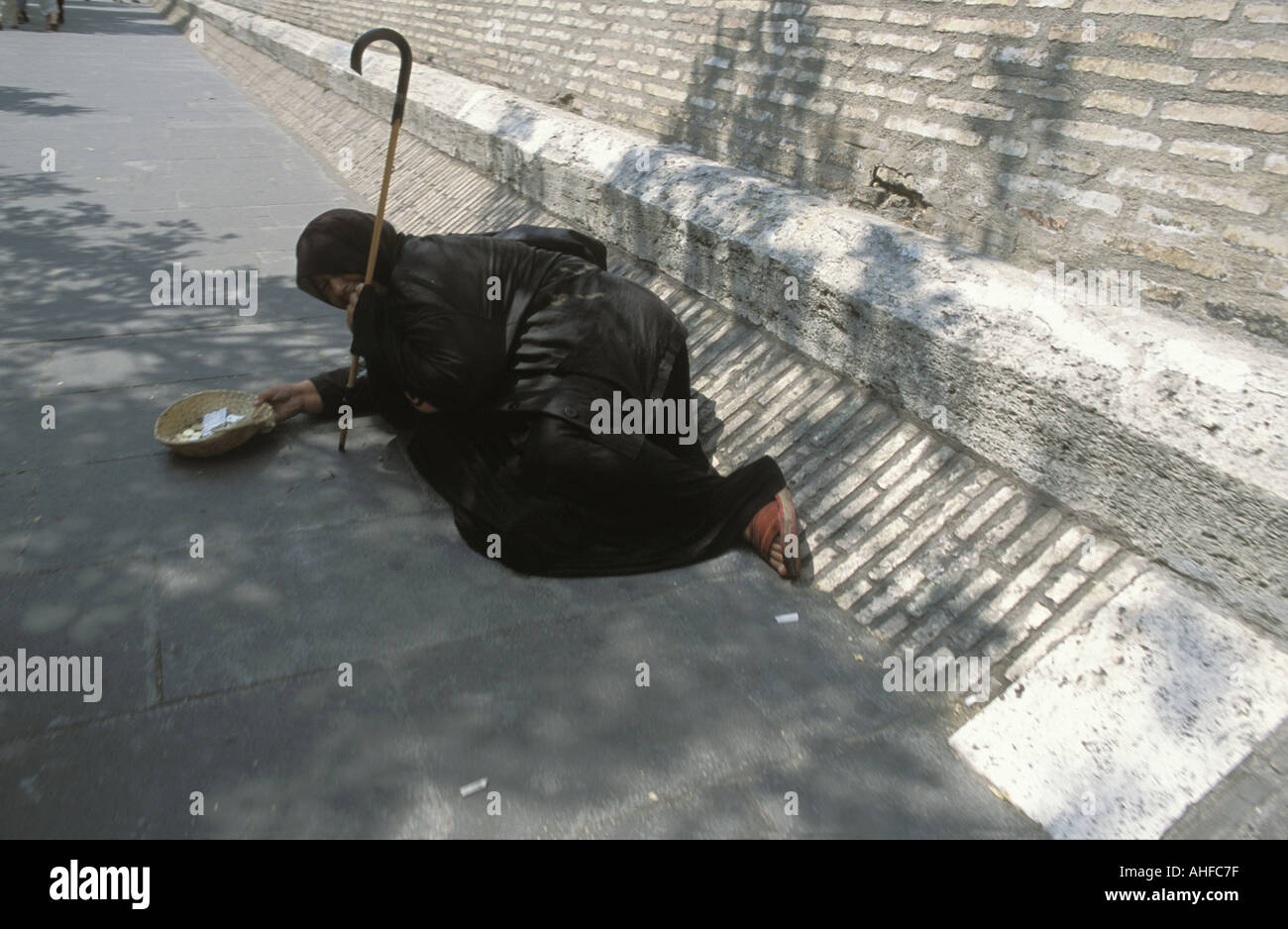 Bettler auf Straße Stockfoto