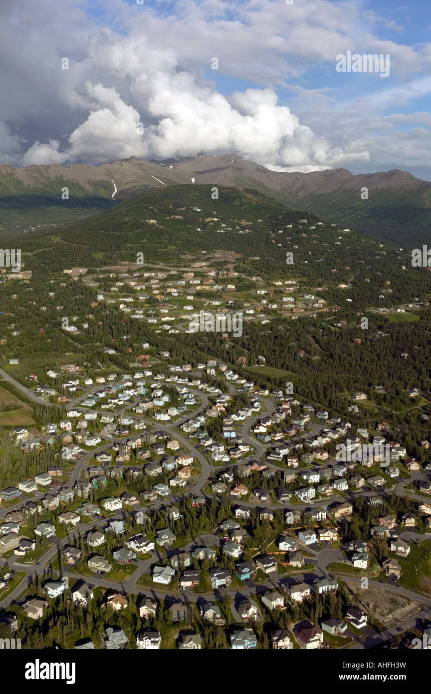 Luftaufnahme der Wohnbebauung südlich von Anchorage, Alaska Stockfoto