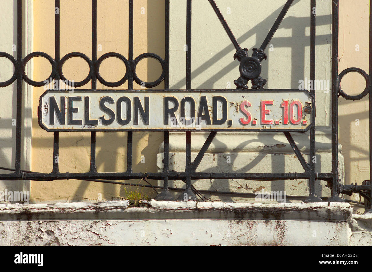 UK-London-Greenwich-Nelson-Straßenschild Stockfoto