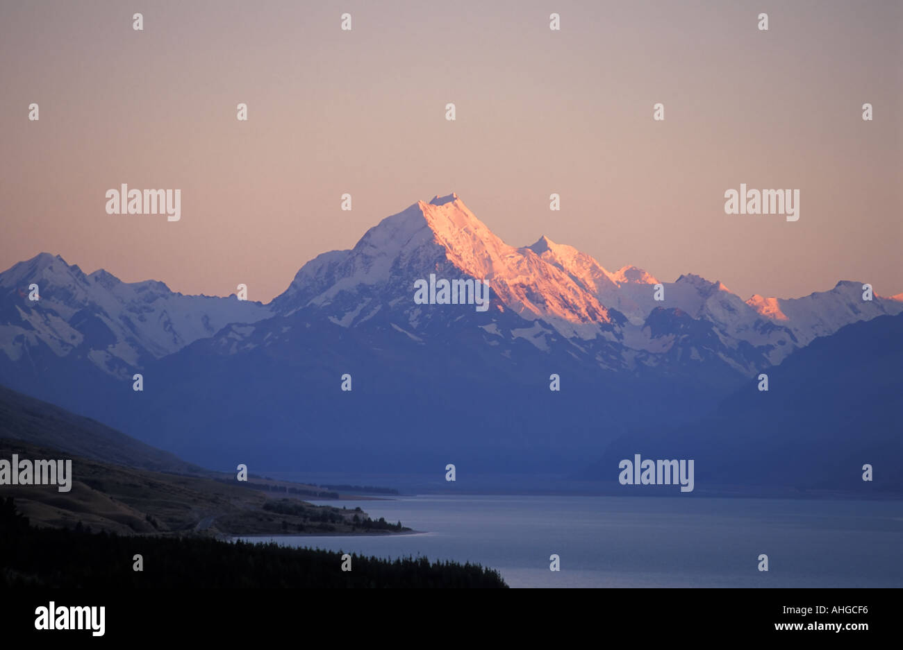 Mt. Cook Lake Pukaki Südinsel Neuseeland Stockfoto