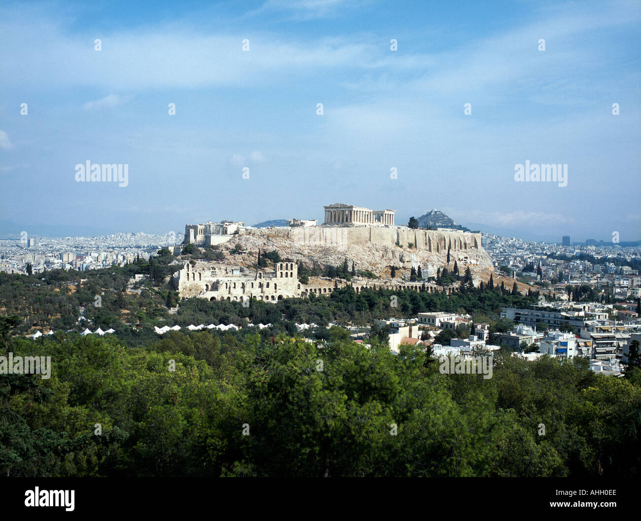 Die Akropolis und Athen in Griechenland Stockfoto