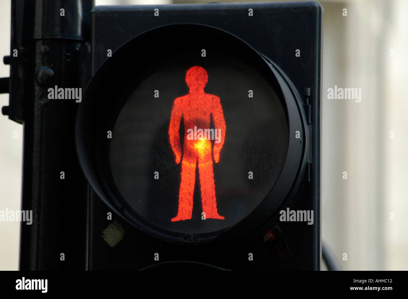 Roter Mann Stop Don't walk Ampel Zeichen London England Großbritannien UK Stockfoto