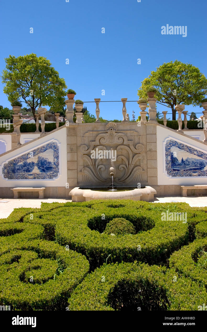 Jardim bischöflichen mit Azulejos blue Mosaik Castelo Branco, Portugal Stockfoto