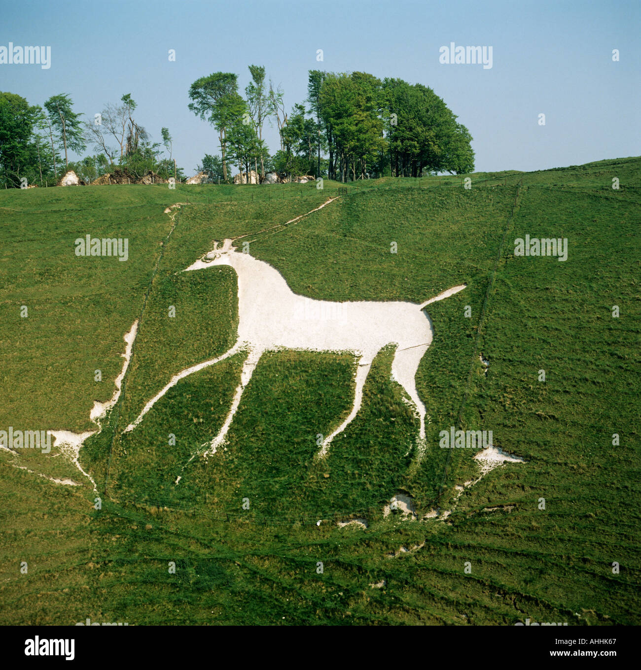 Cherhill White Horse Kreide Hügel Wiltshire UK Luftbild schnitzen Stockfoto