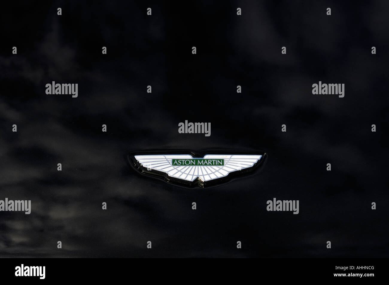 Aston Martin DB9-Logo auf Motorhaube Stockfoto