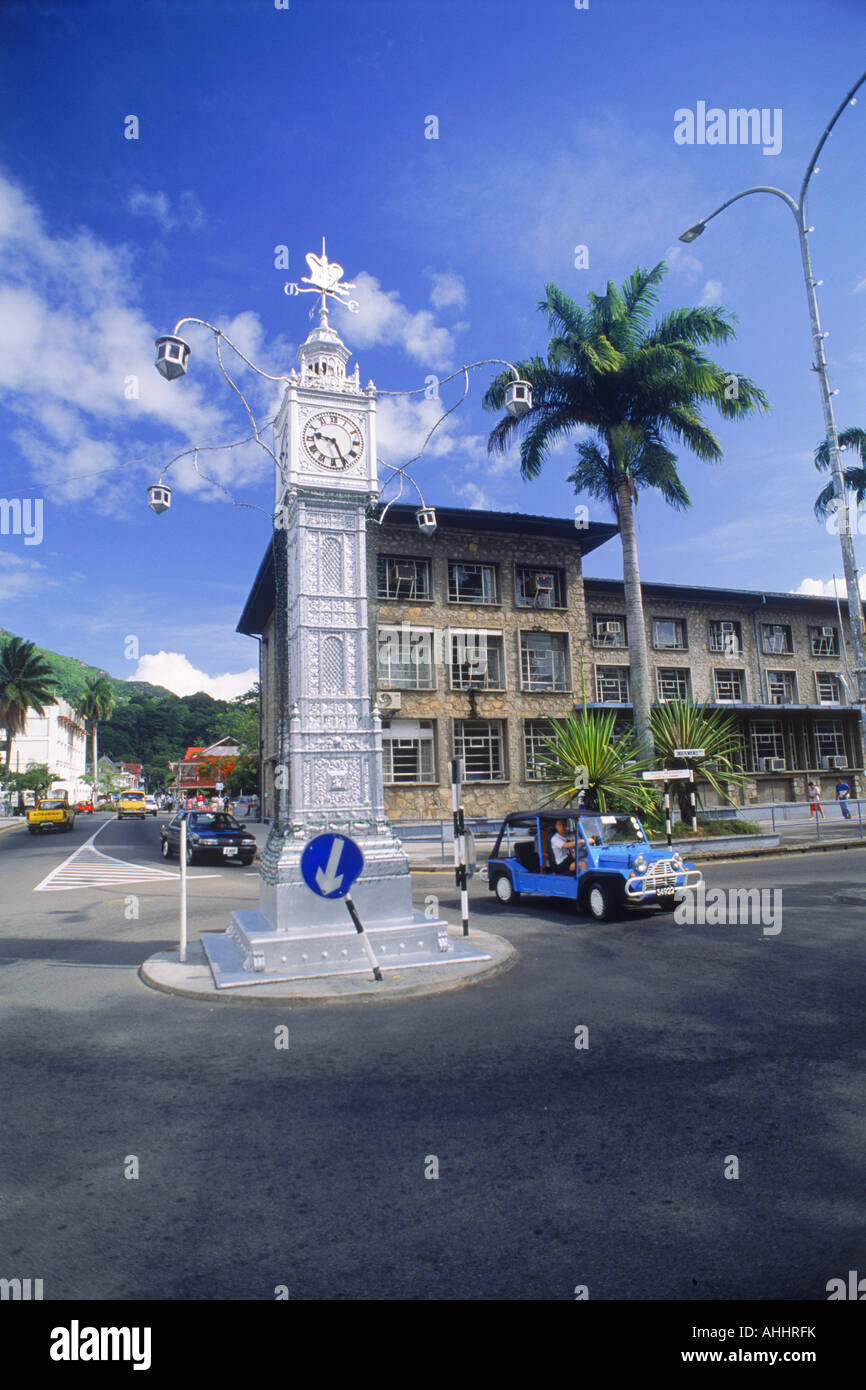 Nachbildung der Vauxhall Bridge Tower in Stadt von Victoria auf Mahé-Seychellen Stockfoto