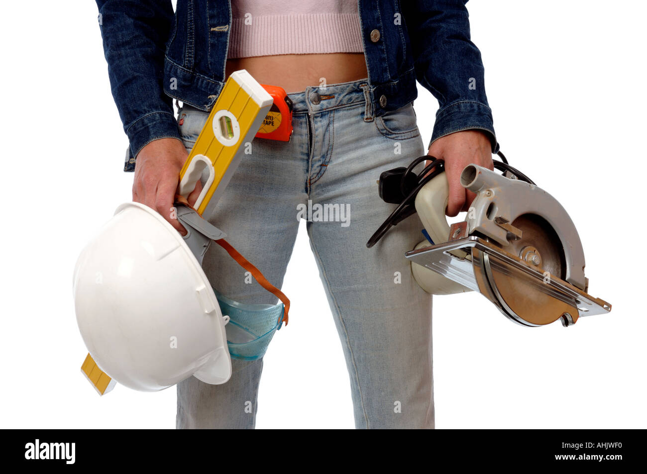 Frau mit Bau-tools Stockfoto