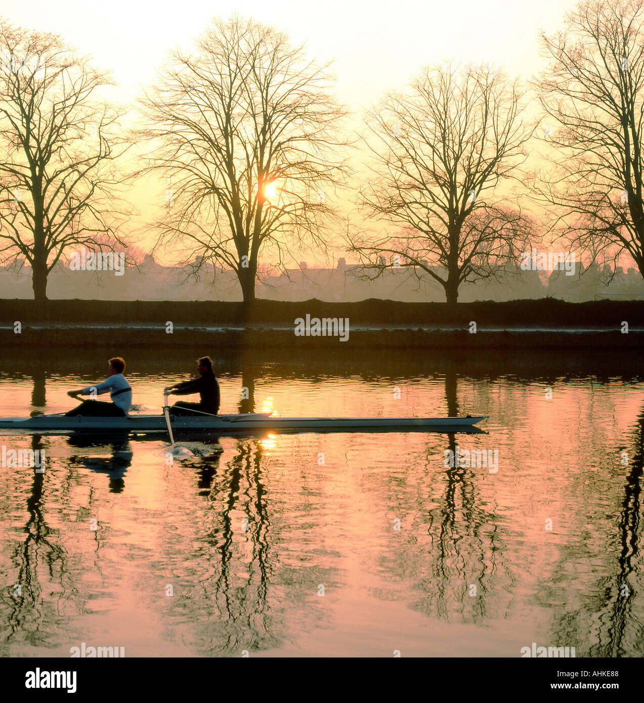 Rennboot auf Fluß Themse Oxford England Stockfoto