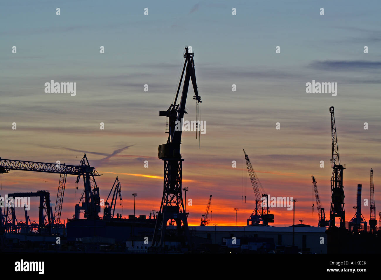 Hamburg Hafen silhouette Stockfoto