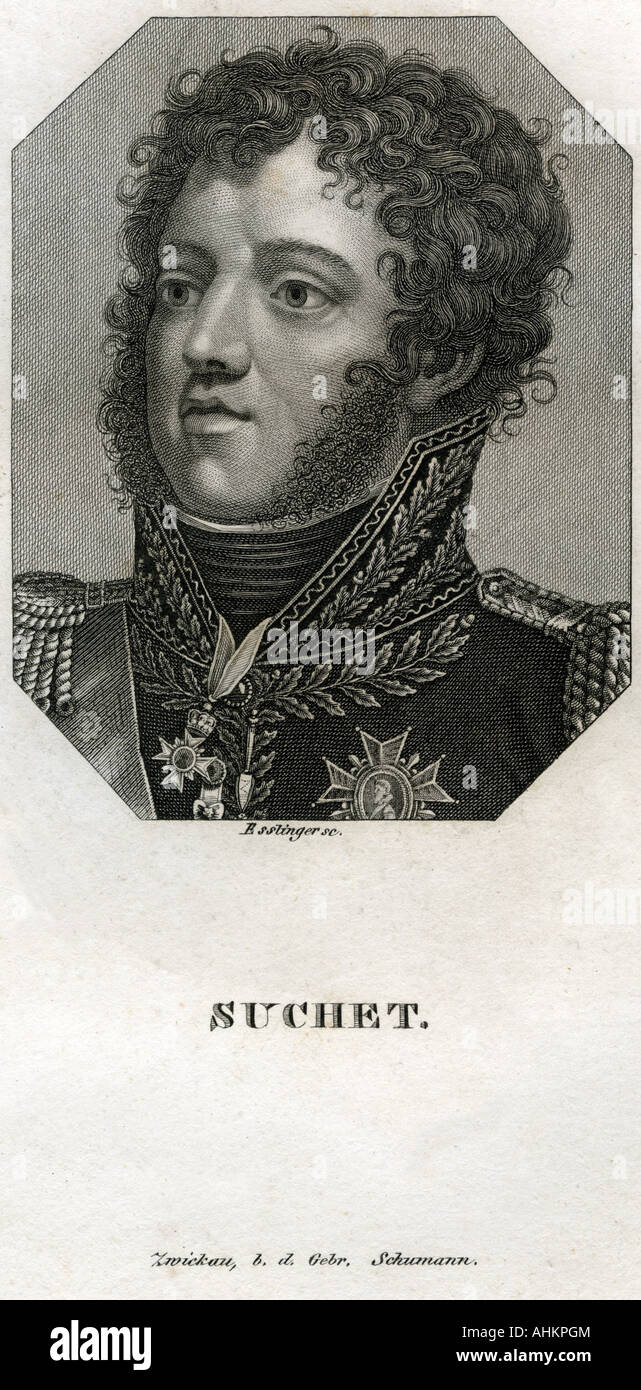 Suchet, Louis Gabriel, 2.3.1770 - 3.1.1826, französischer General, Porträt, Stahlstich, Jahrhundert, Artist's Urheberrecht nicht gelöscht werden Stockfoto