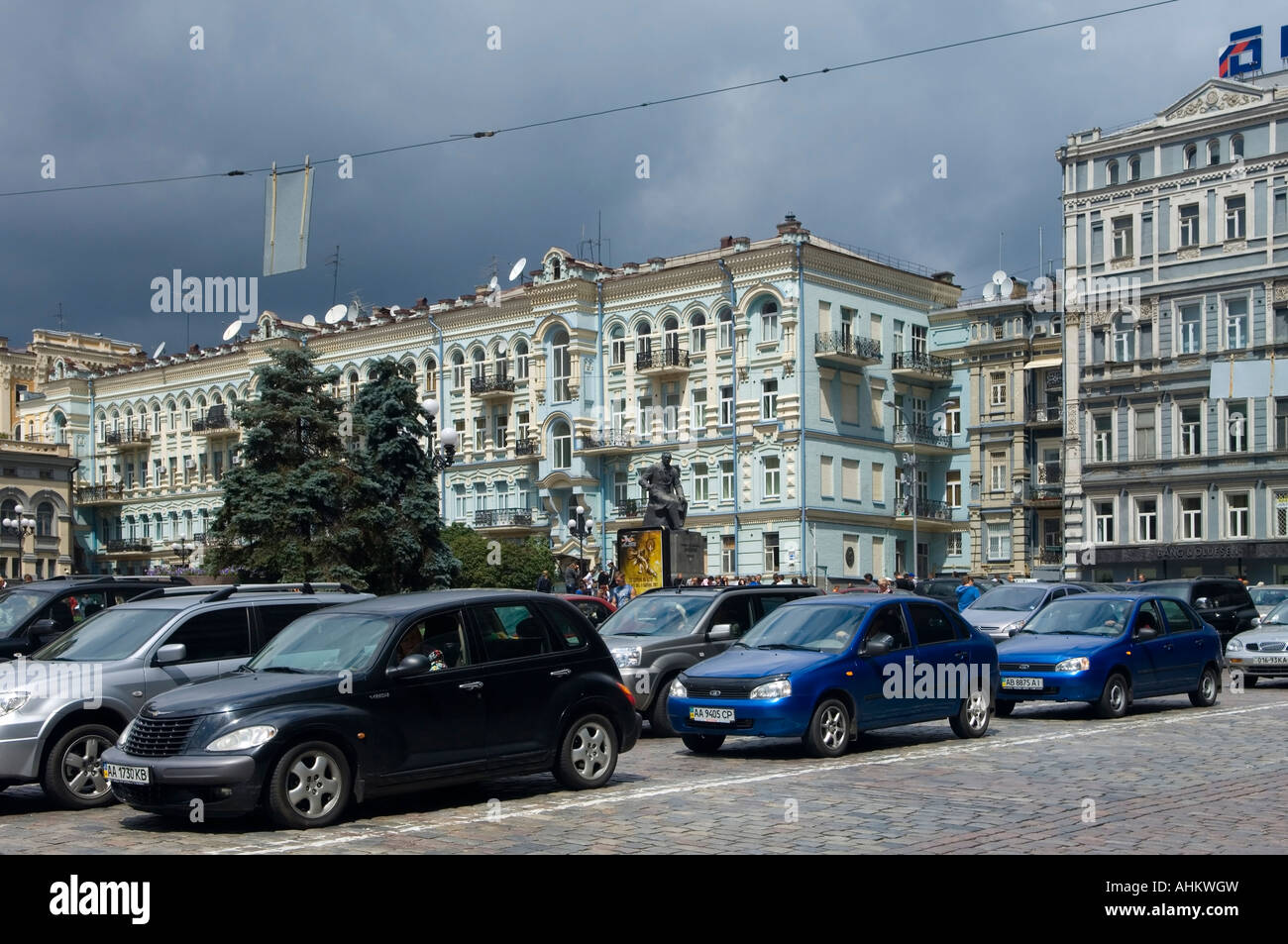 Verkehr auf besang Straße in Kiew Ukraine Stockfoto