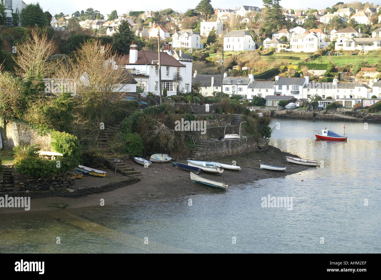 Noss Mayo und Newton Ferrers im Dezember Sonnenschein Devon England UK Großbritannien Südwesteuropa Stockfoto