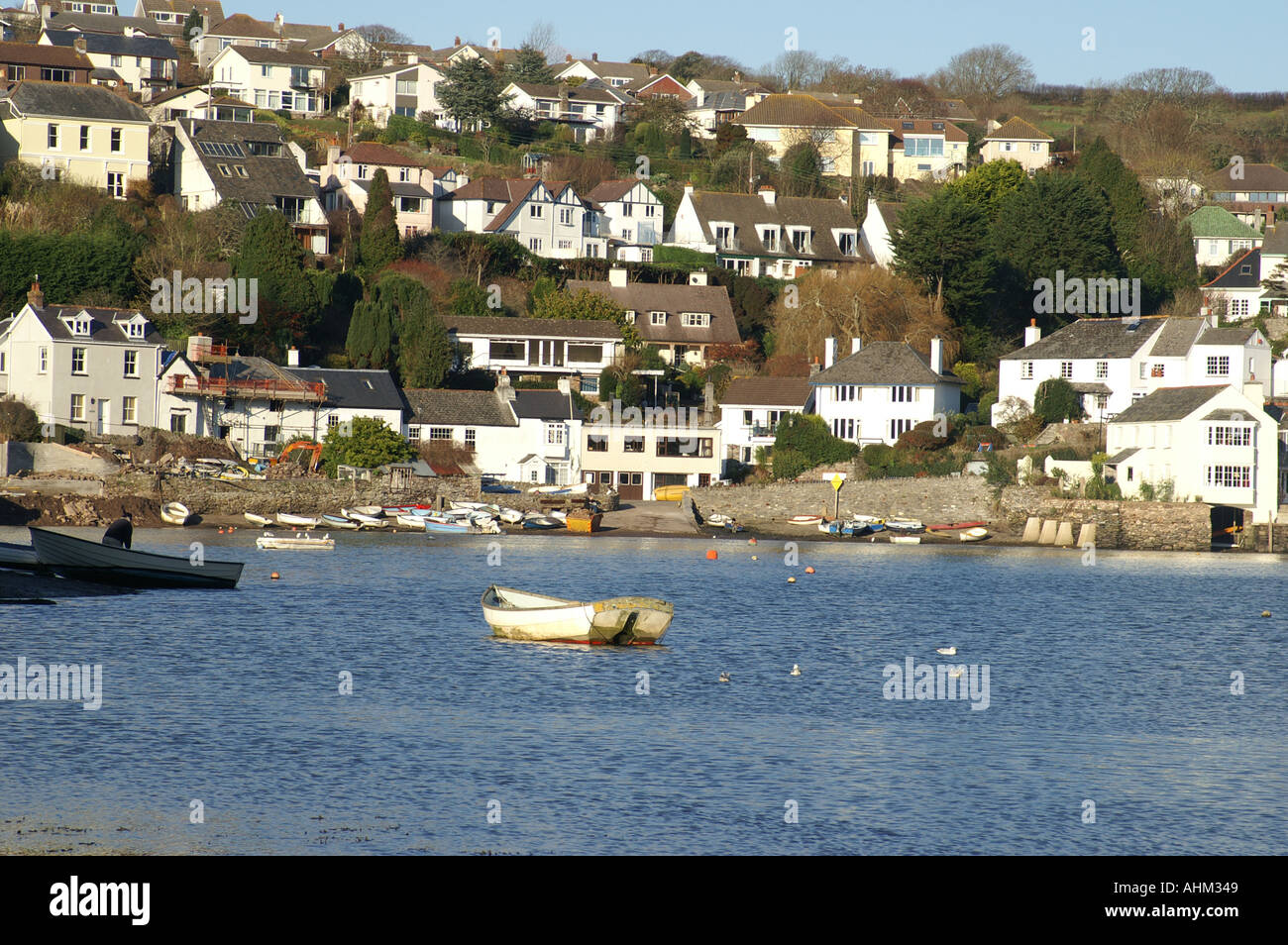 Noss Mayo und Newton Ferrers im Dezember Sonnenschein Devon England UK Großbritannien Südwesteuropa Stockfoto