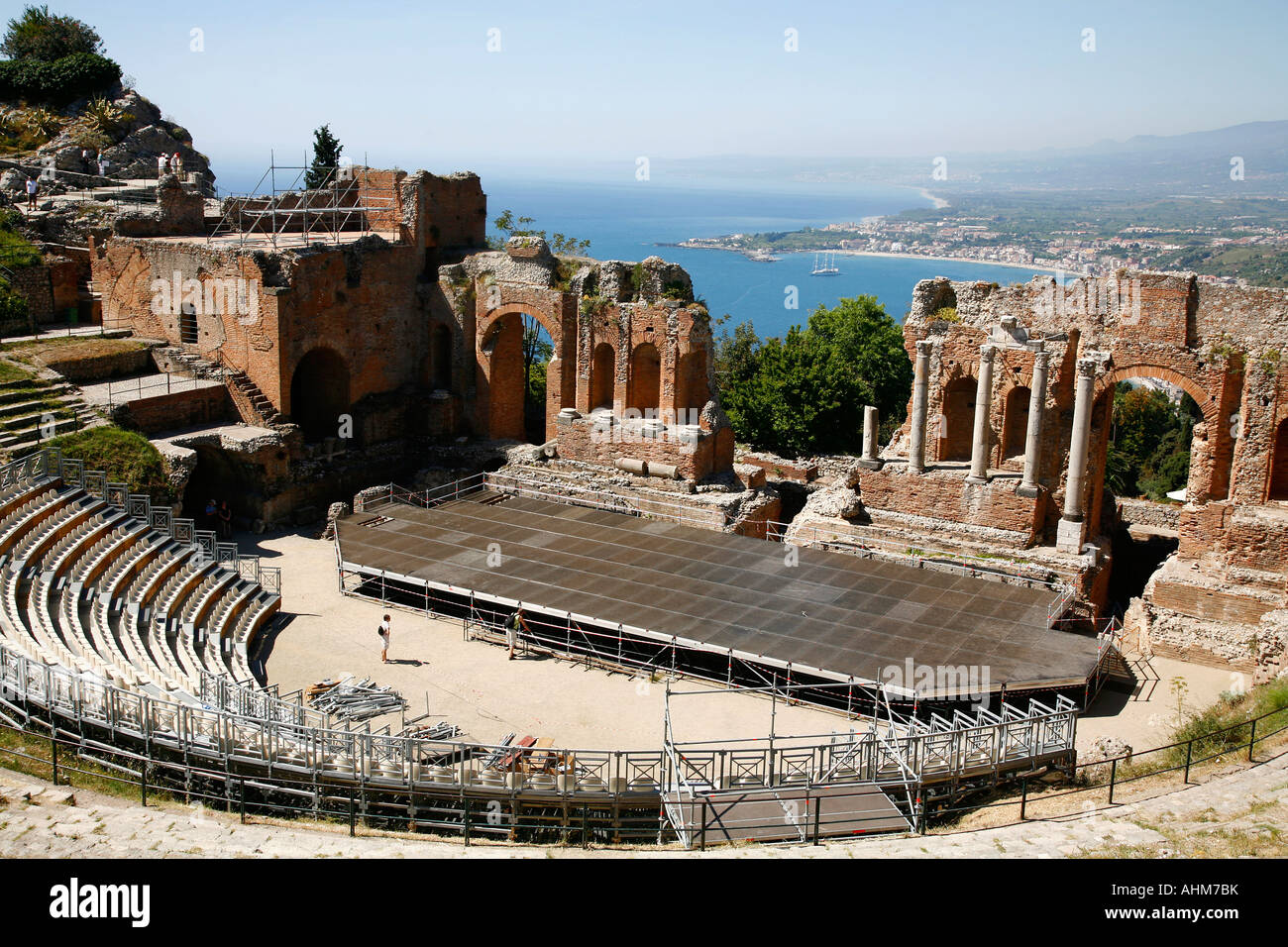 Das griechische Theater in Taormina Sizilien Italien Stockfoto