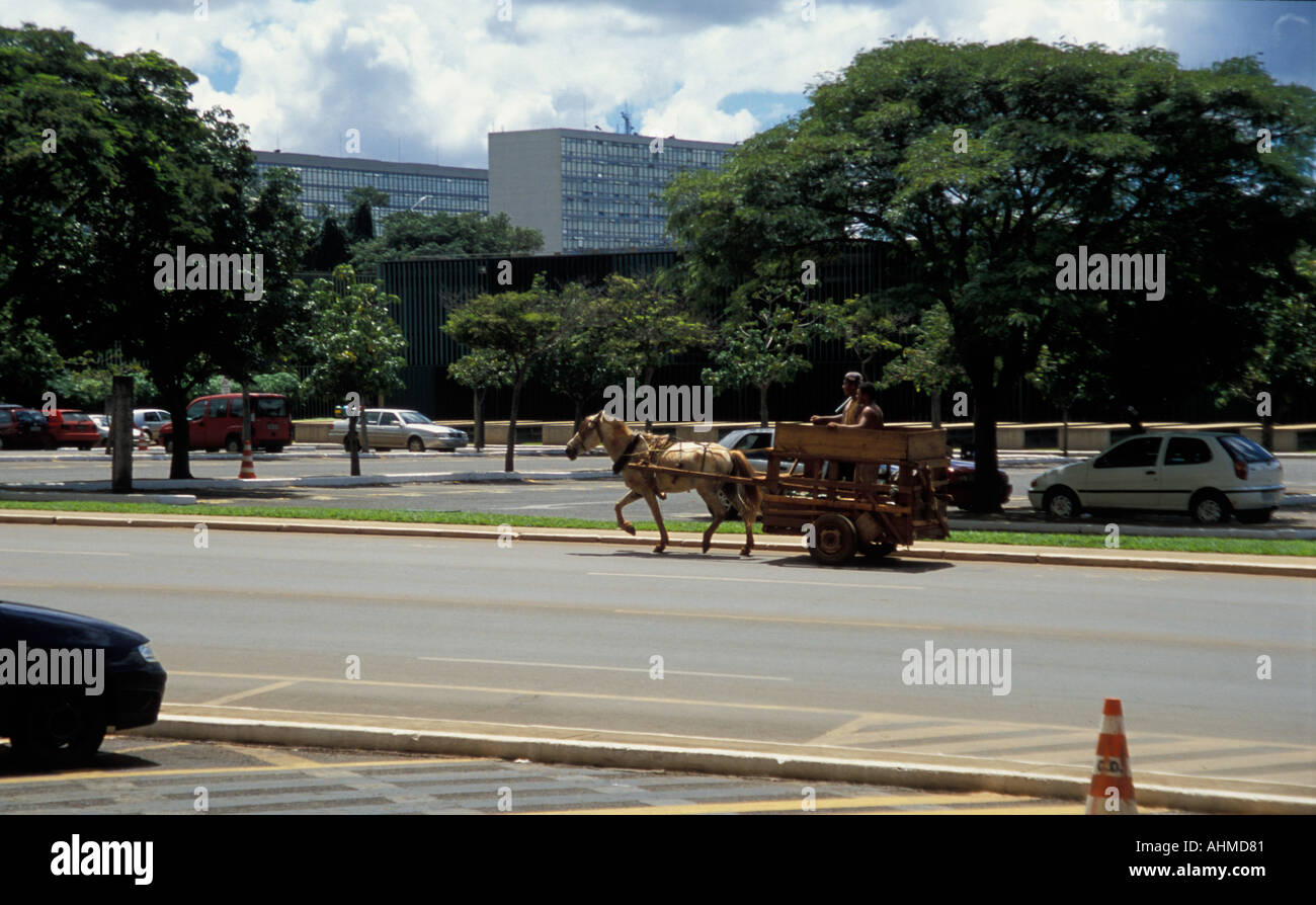 Brasilien Brasilia Armen Peope in Pferd und Wagen Stockfoto