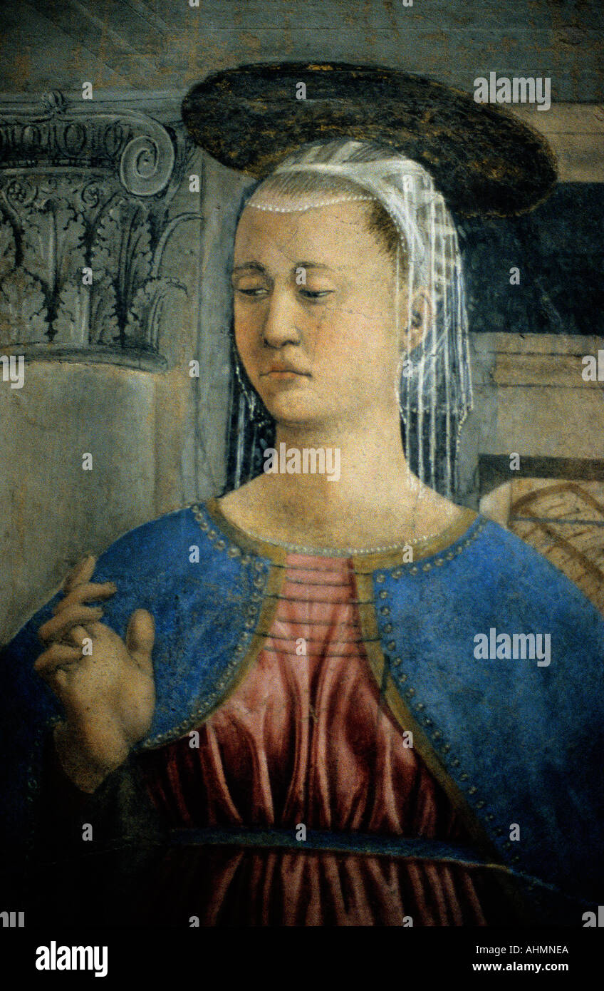Fresco-Malerei Arezzo Francesco Kirche Piero della Francesca die Legende des wahren Kreuzes Stockfoto
