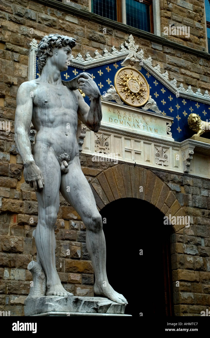 David Michelangelo Buonarroti The Palazzo Palast Vecchio ist das Rathaus von Florenz Italien de Medici Stockfoto