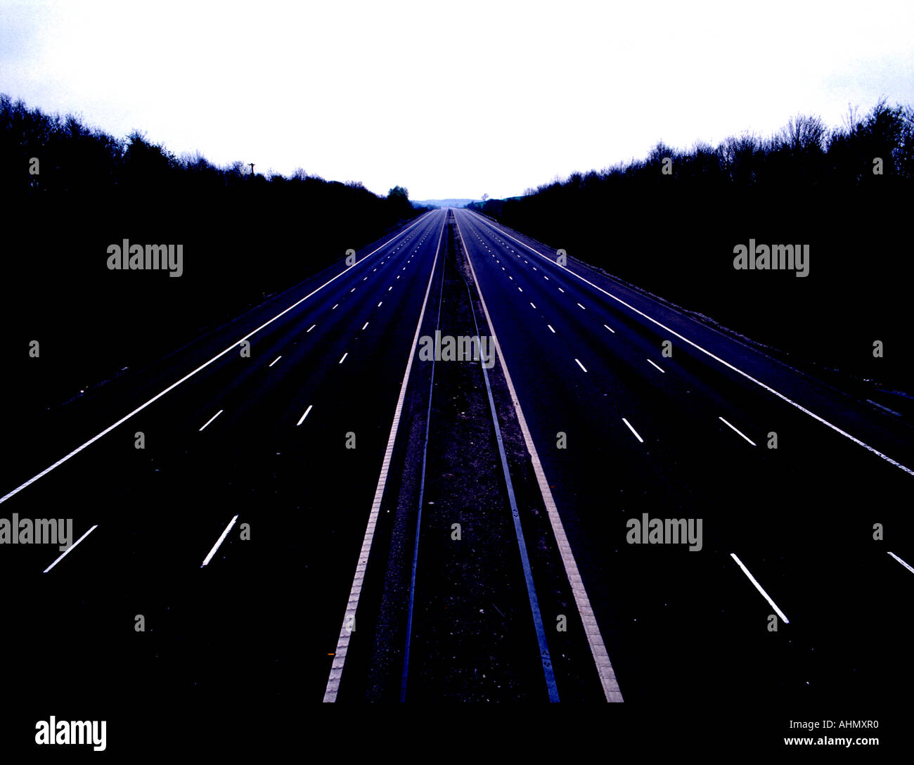 Hohe Sicht der verlassenen Autobahn M6, Midland, England, Staffordshire, A500, Kreuzung 16, UK, GB, Bombe, erschrecken, Stockfoto