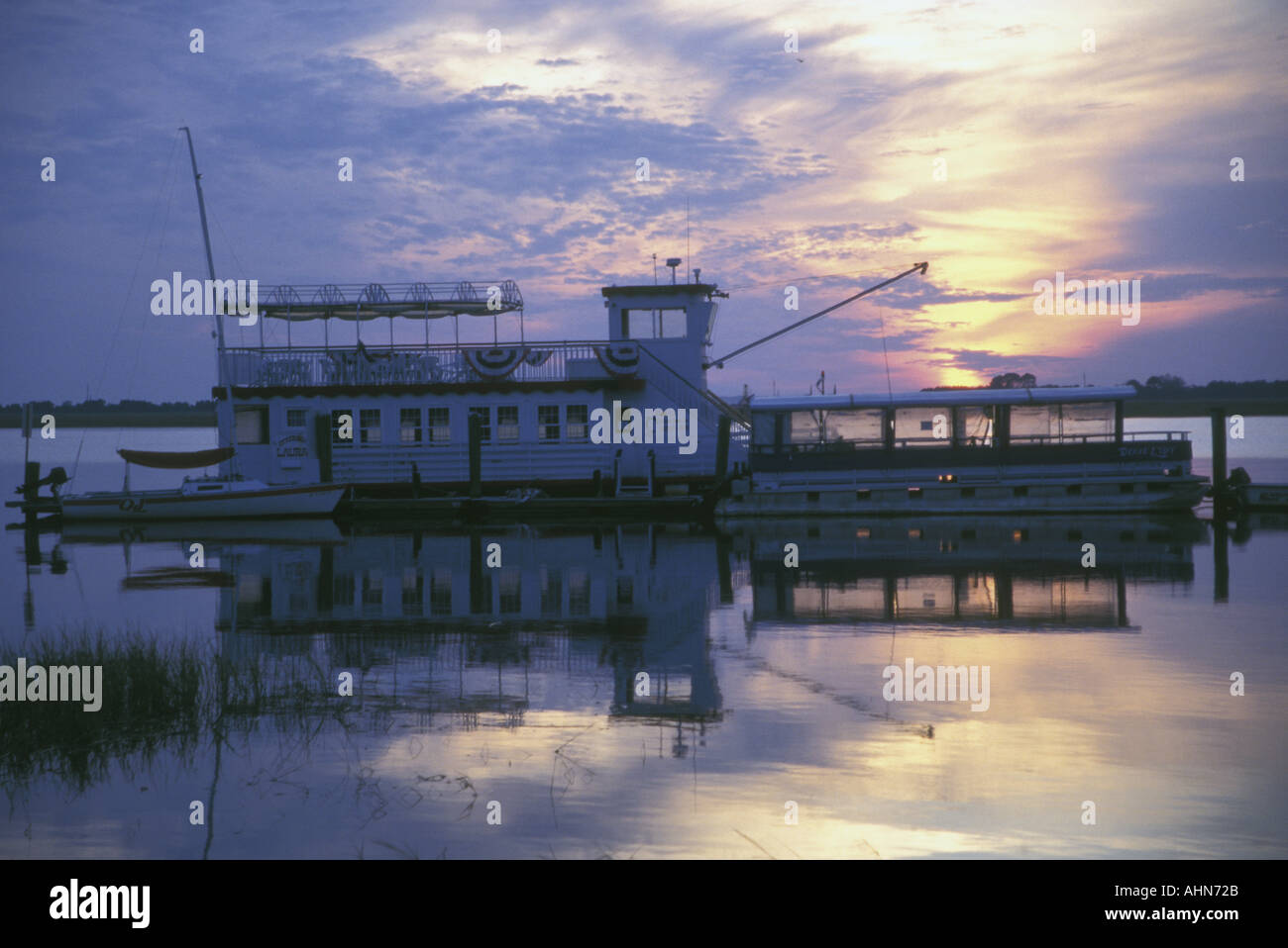 Passagierfähre, Jekyll Island Club Wharf, Georgia, USA Stockfoto