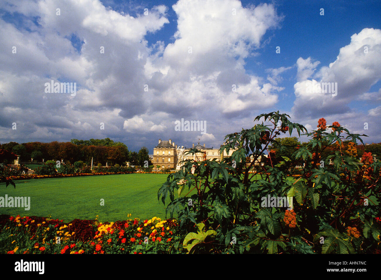 Paris, Luxembourg Gardens, Luxembourg Garden, Jardin du Luxembourg, Luxembourg Palace, Sénat-Gebäude. Außenansicht des Palais Marie de Medicis. Frankreich Stockfoto