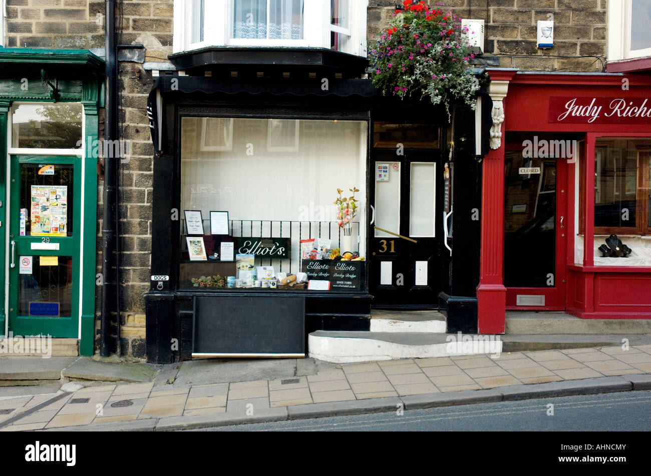 Bestattungsinstitut Shop, Pateley Bridge, Yorkshire Stockfoto