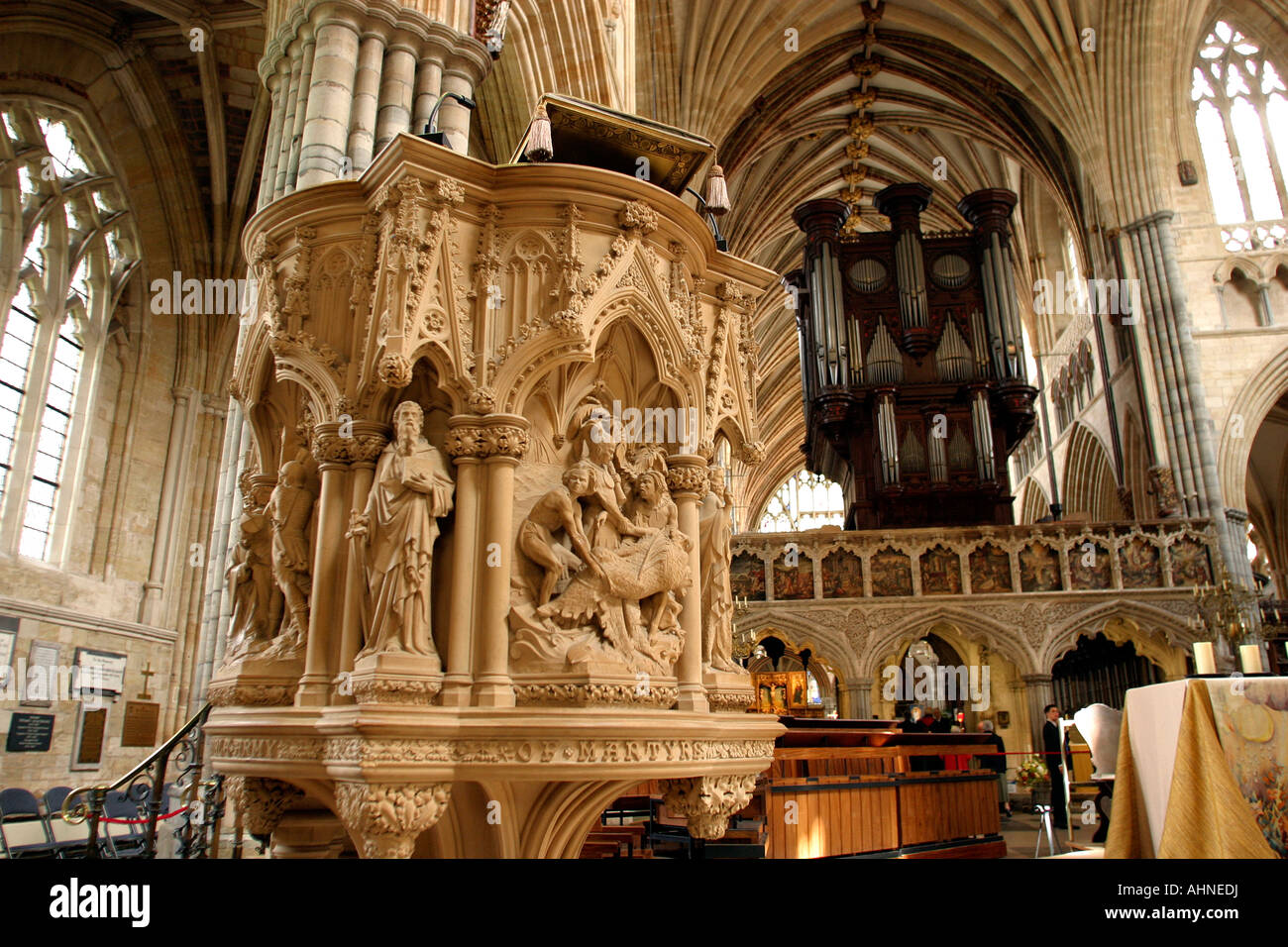 UK Devon Exeter Kathedrale Kanzel von George Gilbert Scott Stockfoto UK Devon Exeter Kathedrale Kanzel von George Gilbert Scott Stockfoto