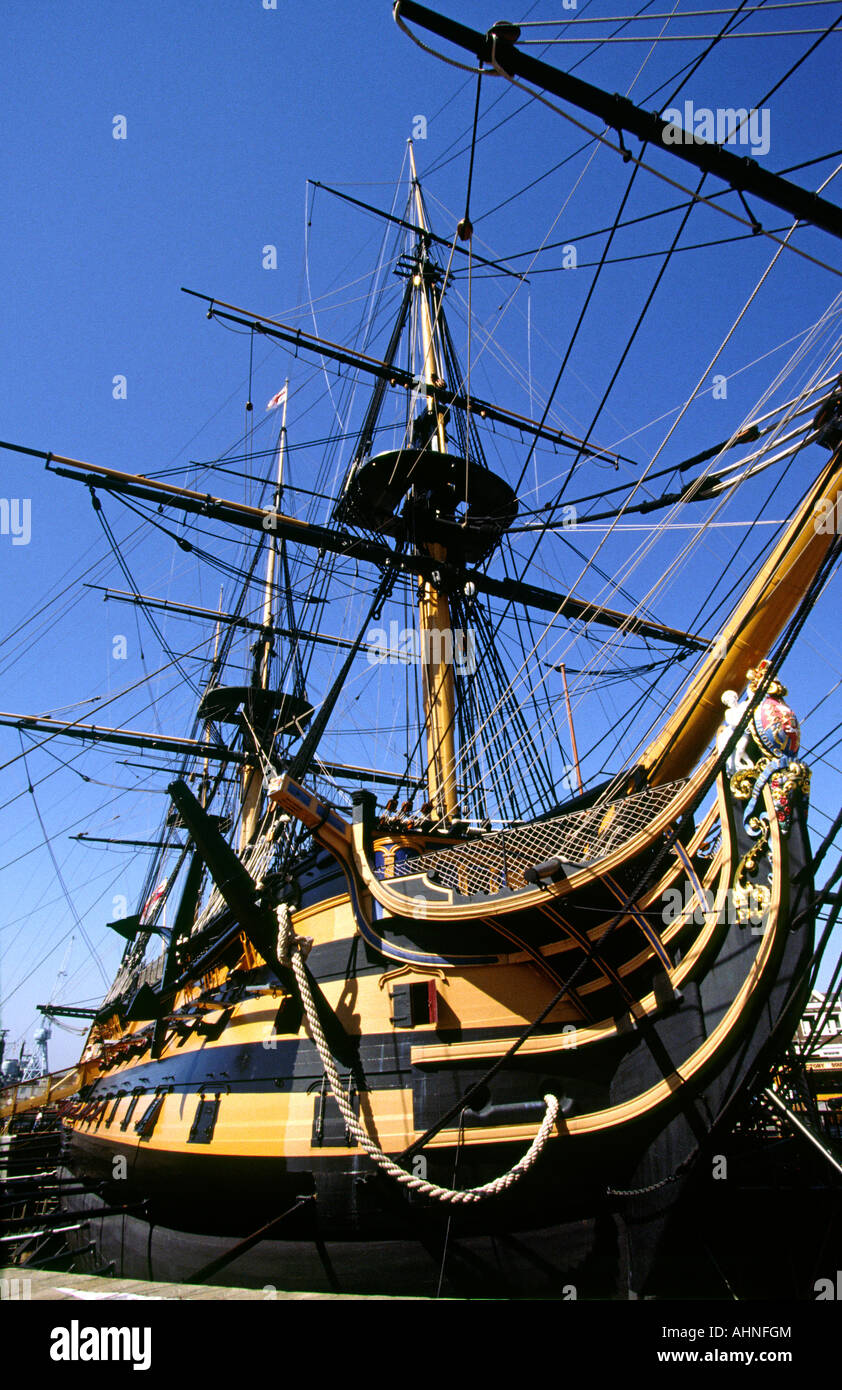 UK Hampshire Portsmouth HMS Victory Admiral Nelsons Flaggschiff von Marine Schlacht von Trafalgar Stockfoto