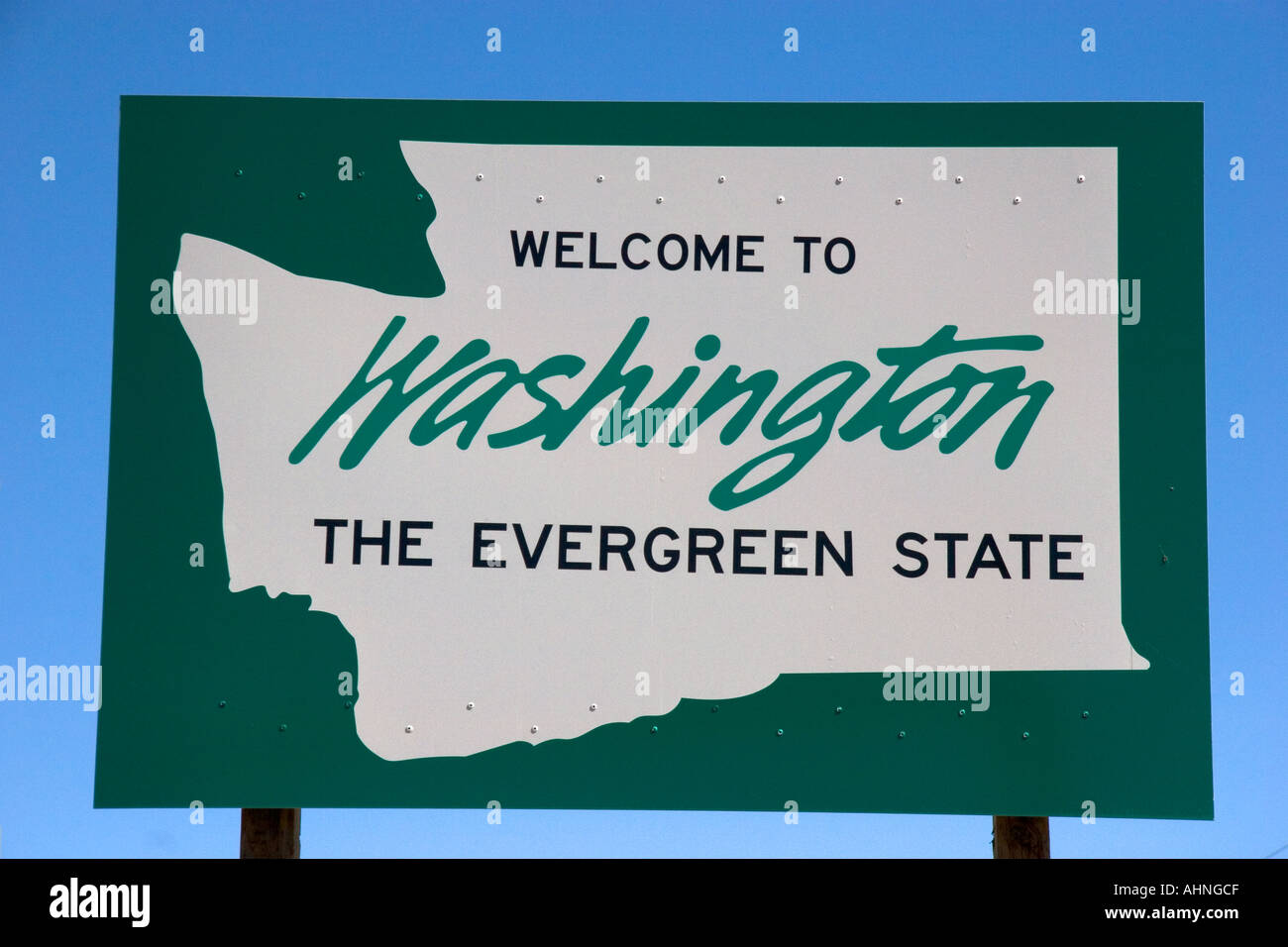 Ein Zeichen, begrüßen Sie zum US-Bundesstaat Washington Stockfoto