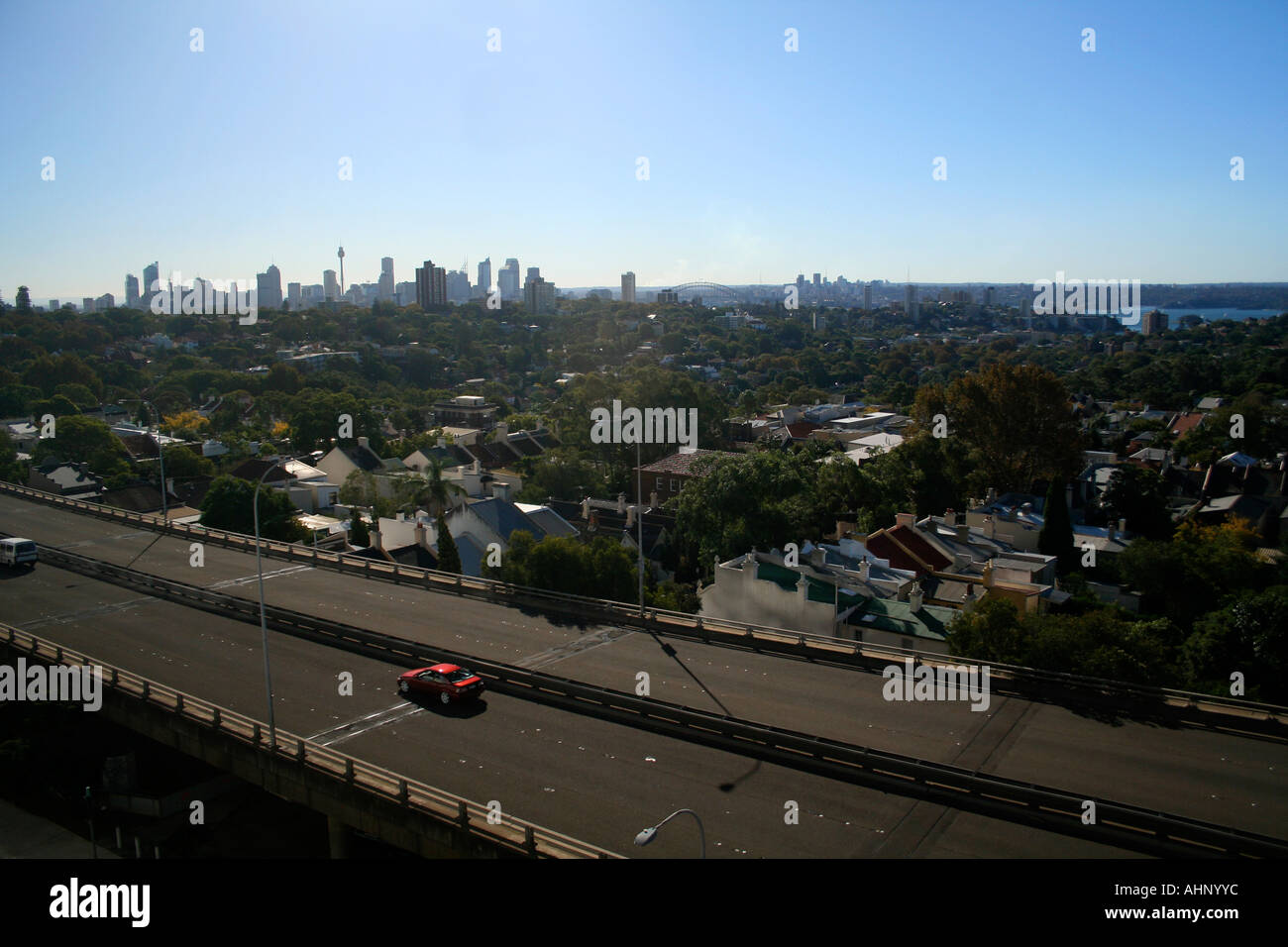 Ansicht von Bondi Junction in Richtung Sydney City Stockfoto