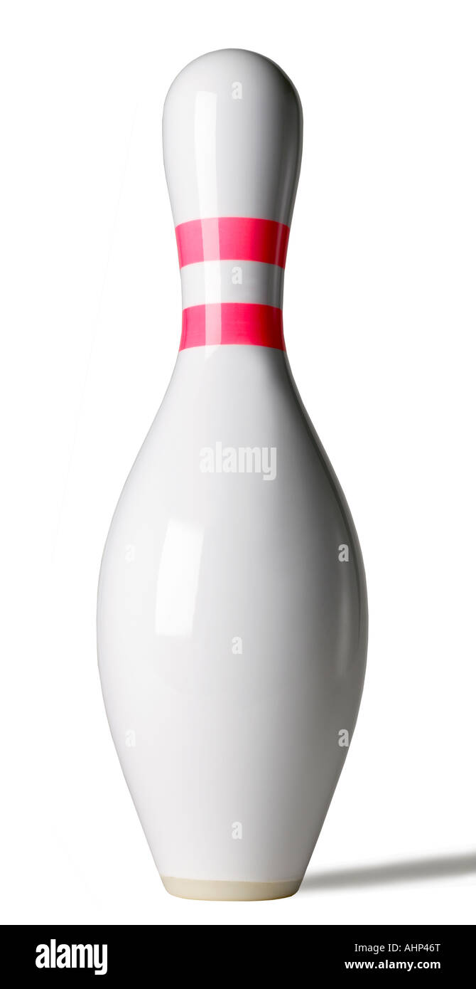 Single bowling pin red stripes Fotos und Bildmaterial in hoher