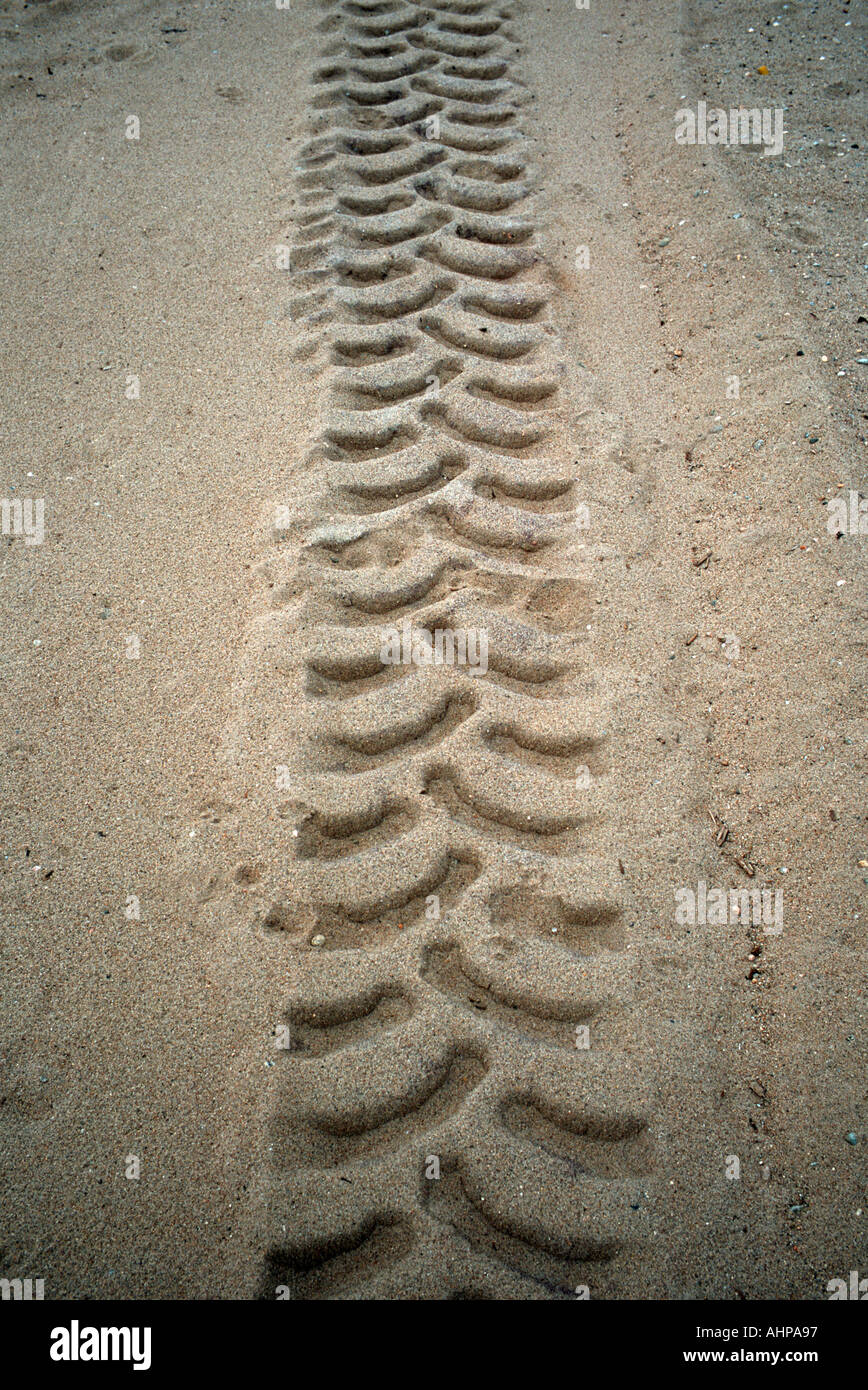 Reifenspuren im sand Stockfoto
