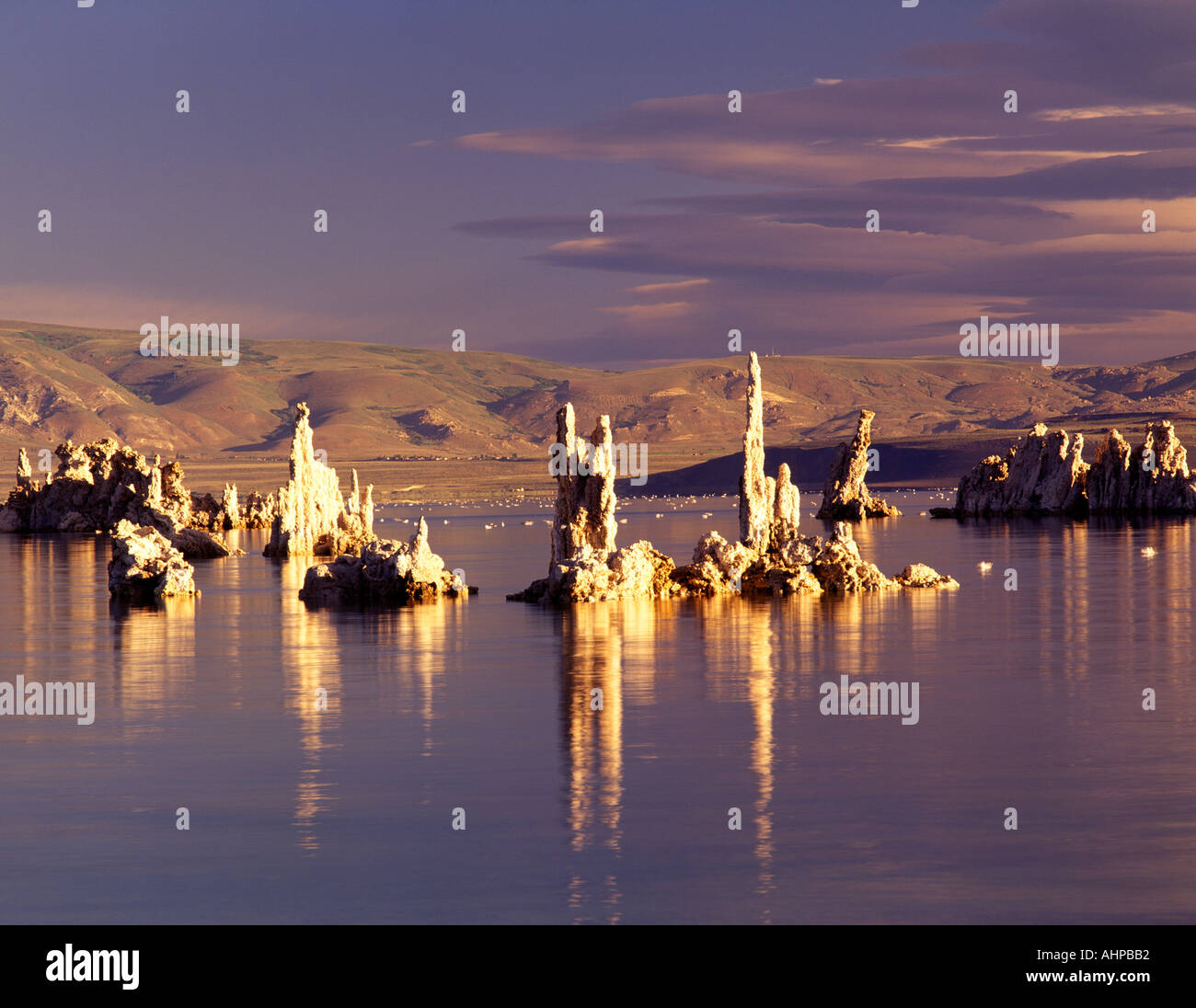 Reflexion der hohen dünnen Tuffstein in Mono Lake Kalifornien Stockfoto