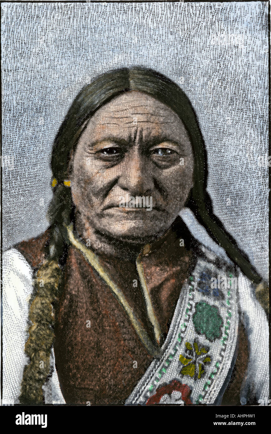 Sitting Bull der Oglala Sioux. Hand - farbige Raster eines Fotos Stockfoto