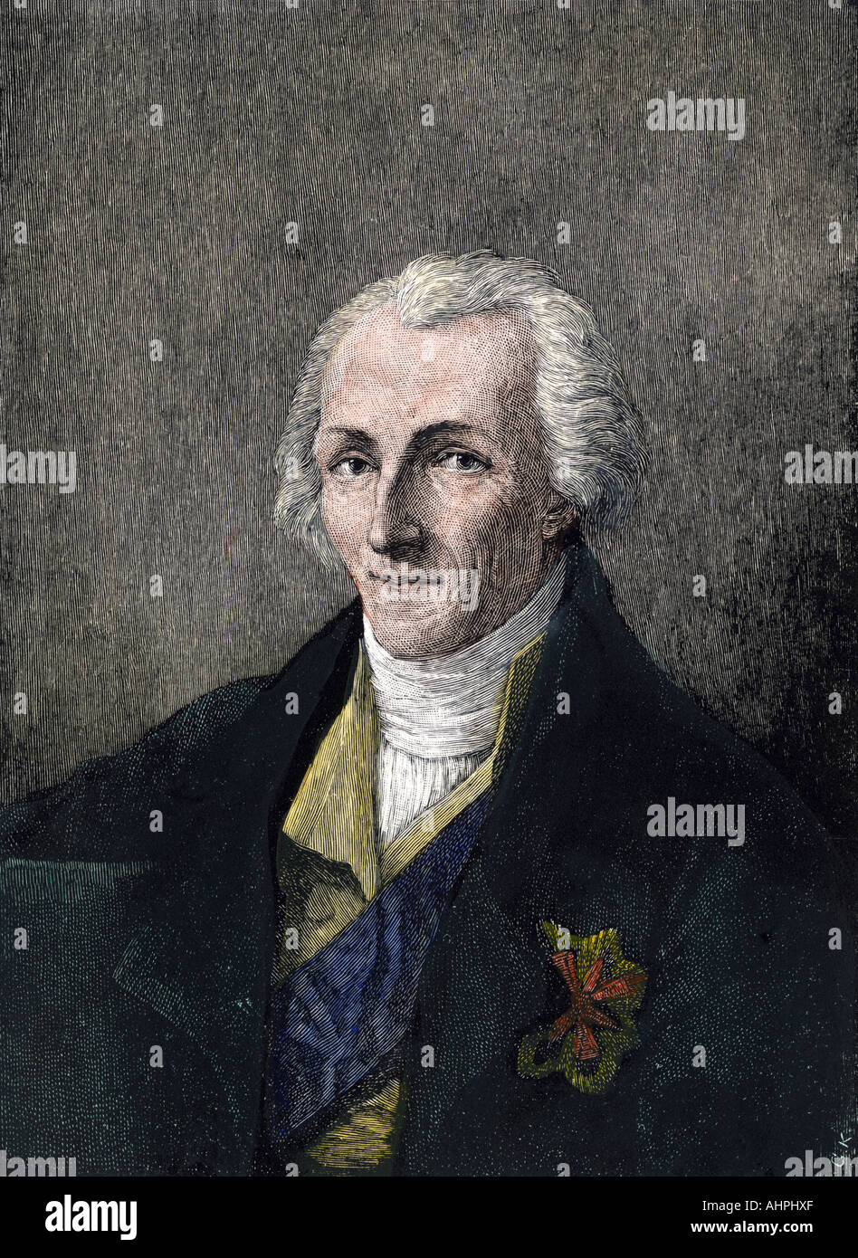 Benjamin Thompson, Graf von Rumford. Hand - farbige Holzschnitt Stockfoto