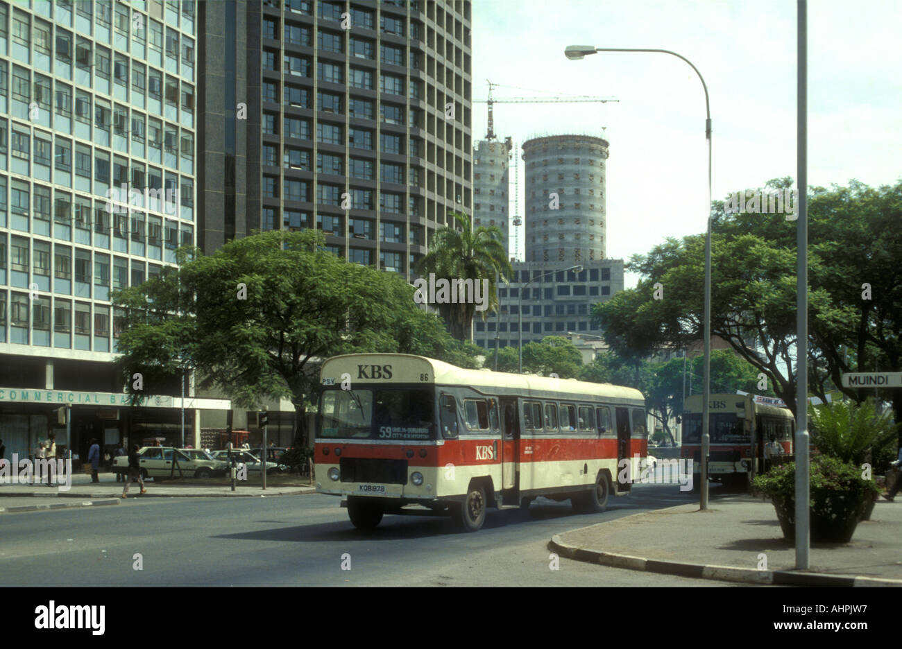 Einzigen Decker Busse auf Kenyatta Avenue Nairobi Kenia in Ostafrika Stockfoto