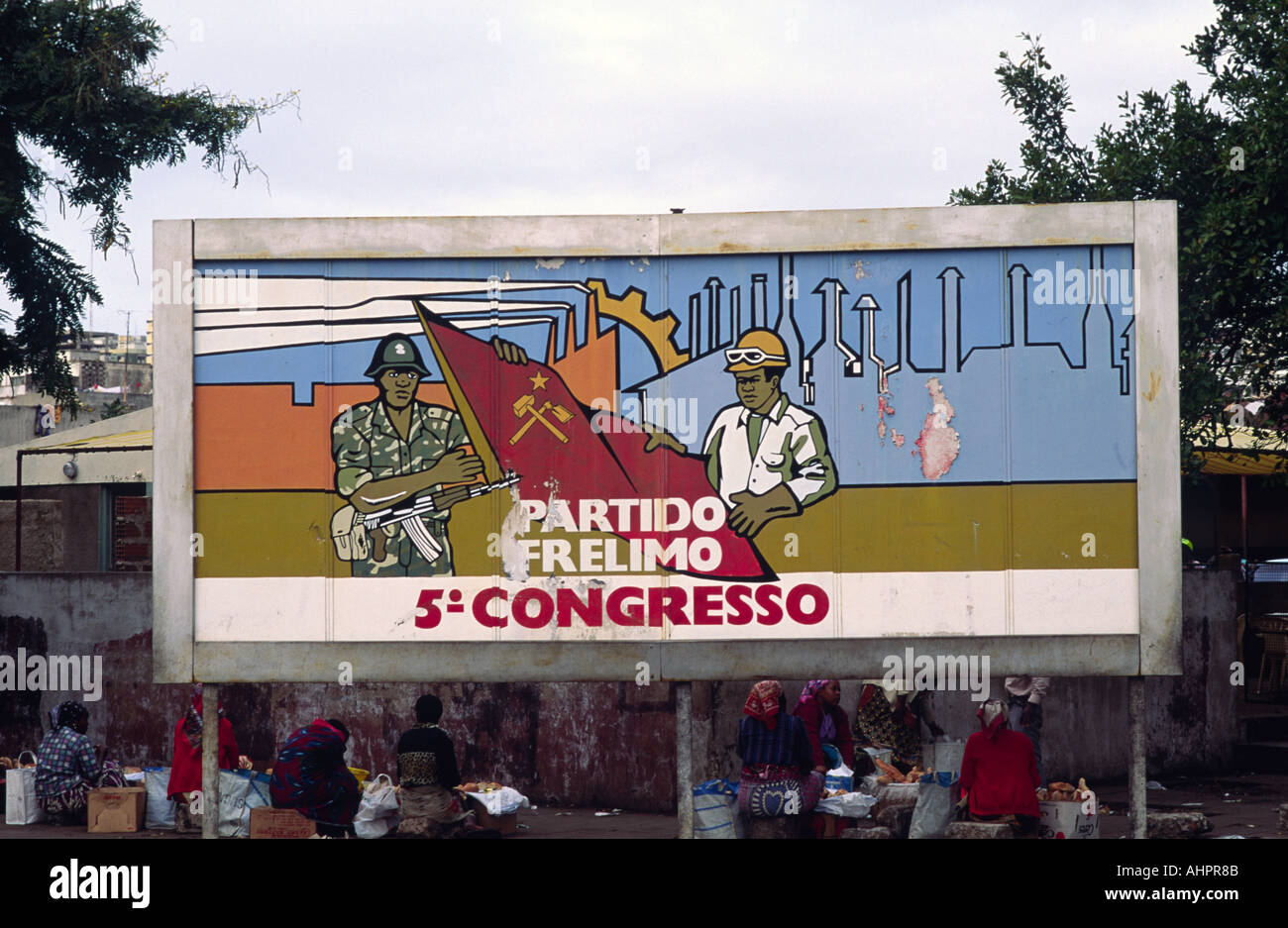 Freimo Party Kongress Schild. Maputo, Mosambik Stockfoto