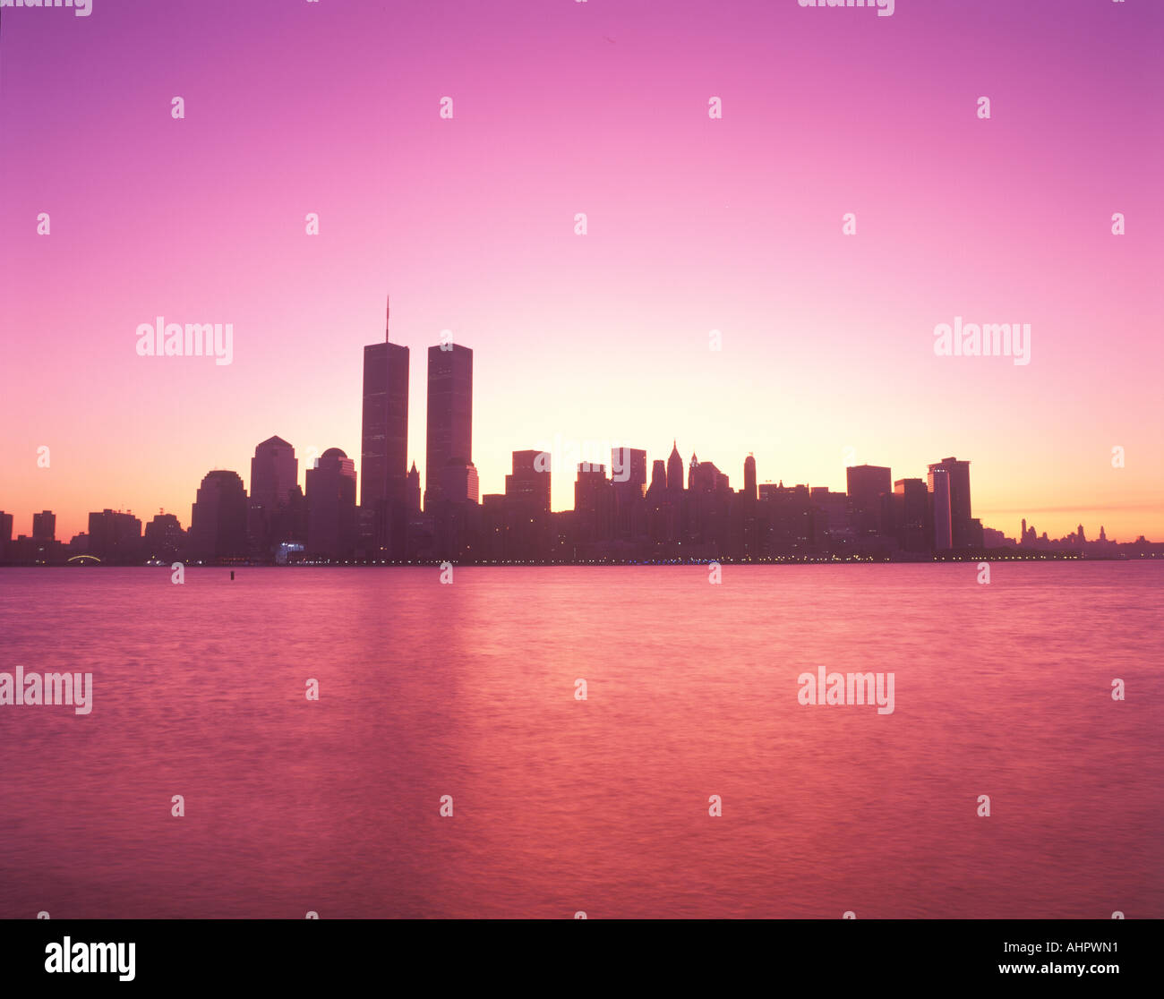 Manhattan Skyline bei Sonnenuntergang in New York City New York Stockfoto