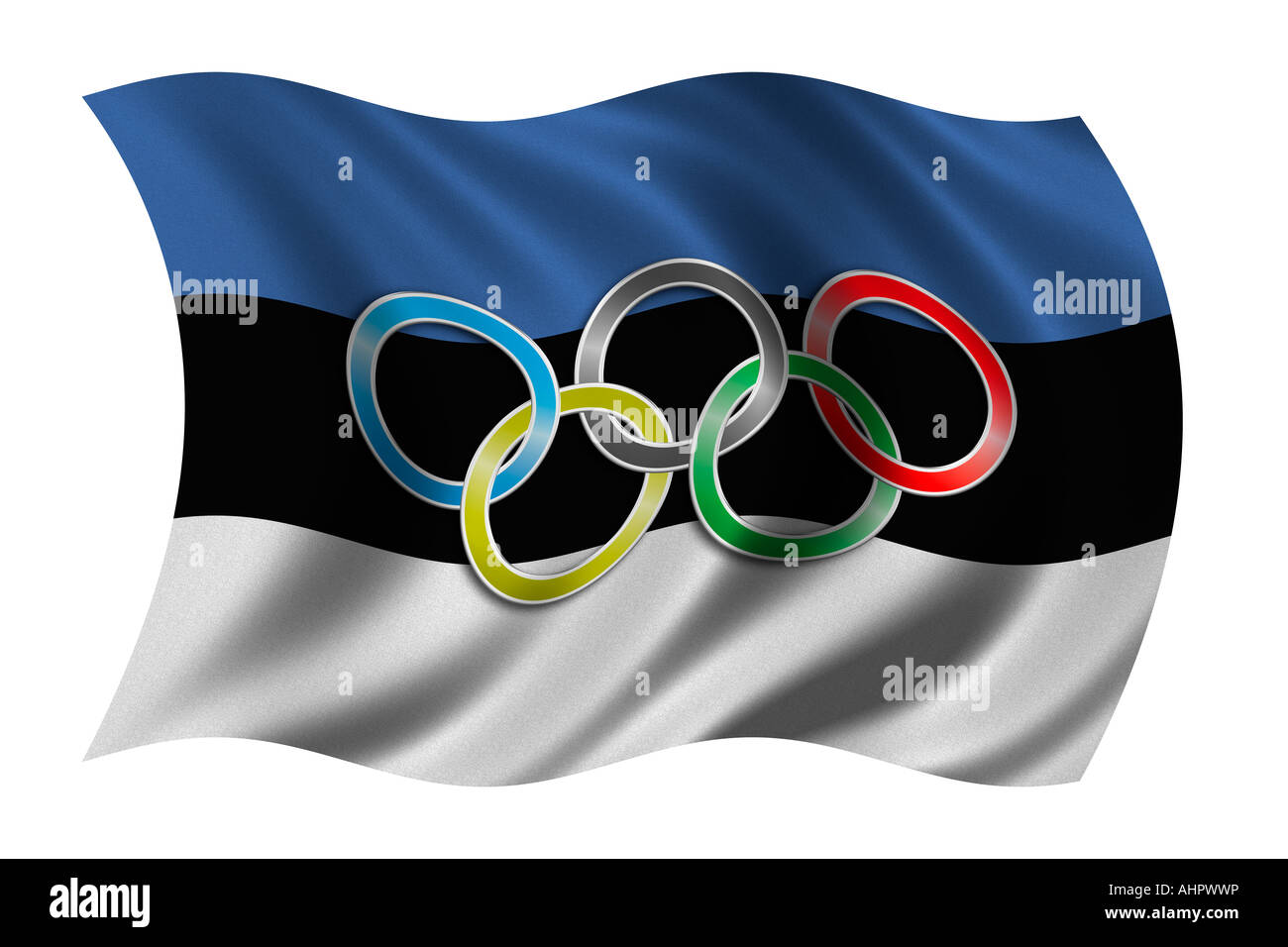 Flagge von Estland mit Olympia-symbol Stockfoto