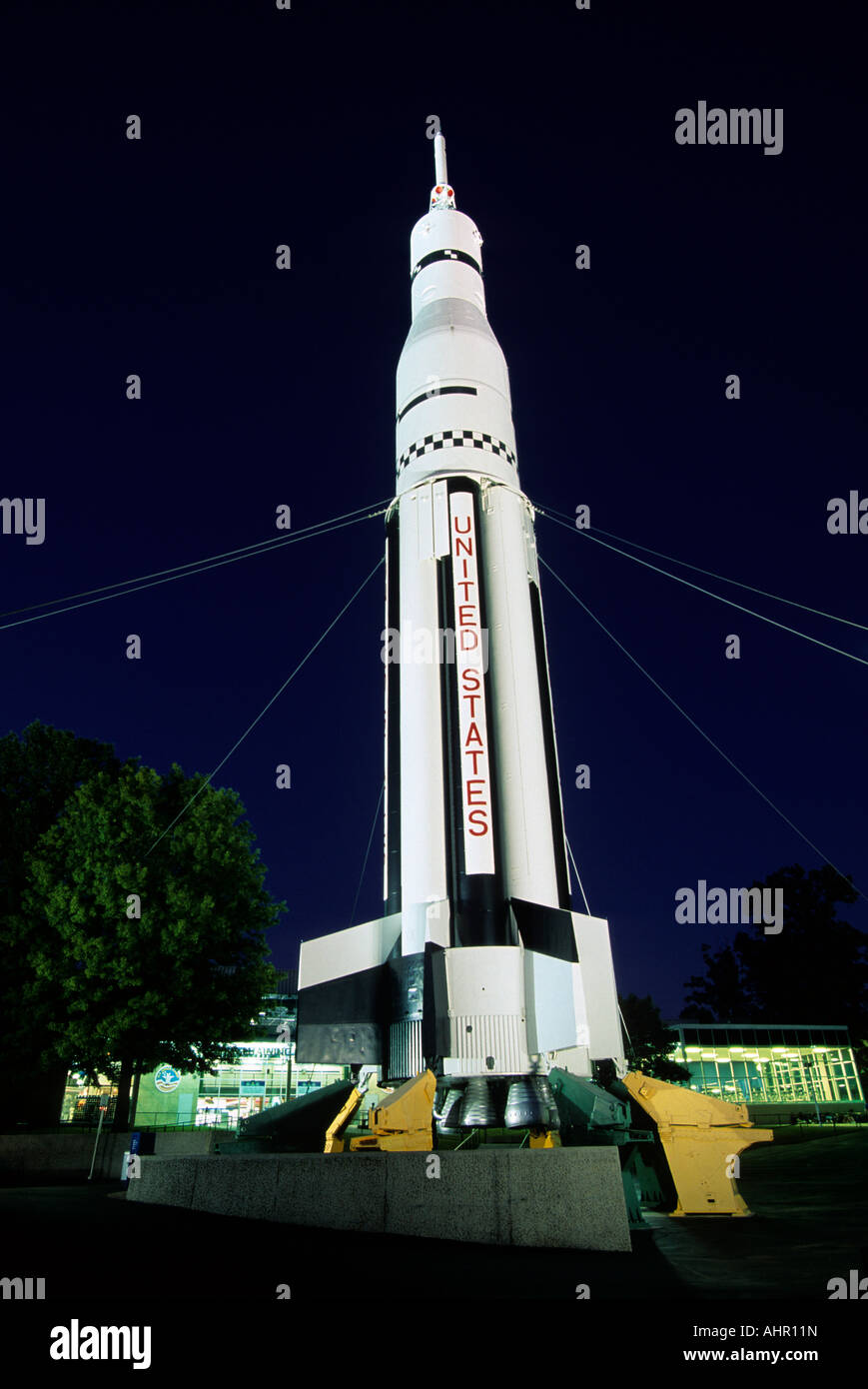 Huntsville Alabama Weltraumrakete Camp Display an US Space and Rocket Center Stockfoto
