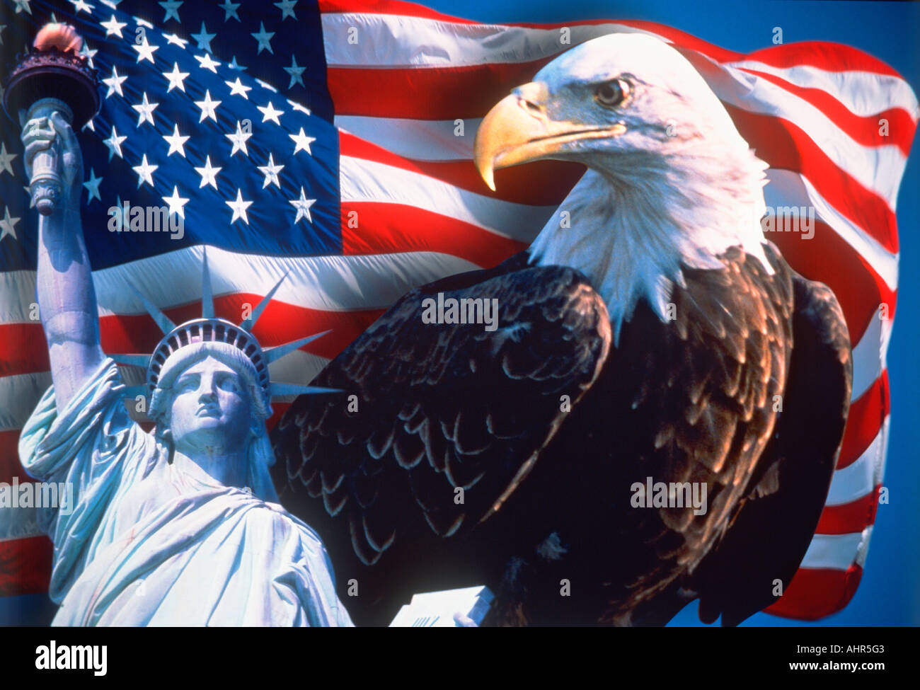 Digitale Collage amerikanische Ikonen Stockfoto