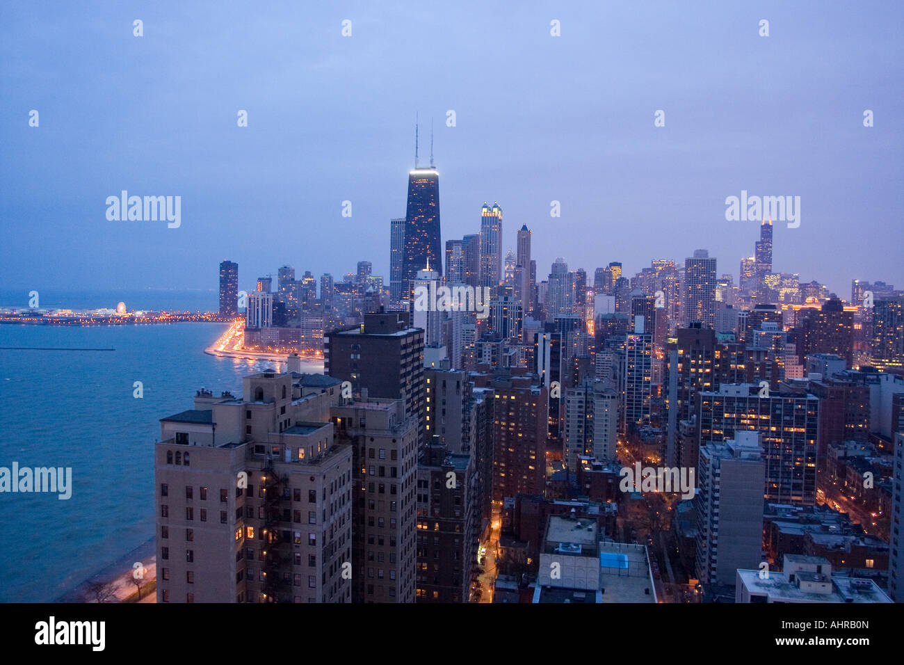 Blick nach Süden über die Stadt von Chicago aus einer erhöhten Perspektive Stockfoto